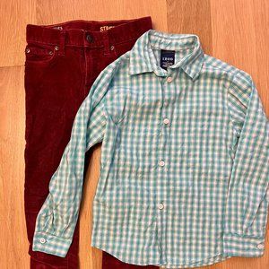 Boys JCrew Corduroy Pants and IZOD Dress Shirt - Size 7